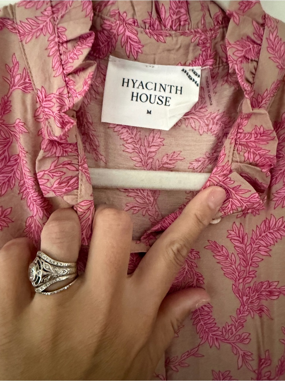 Hyacinth House size Medium Pink and Cream Floral Tiered Maxi Dress - Picture 2 of 4